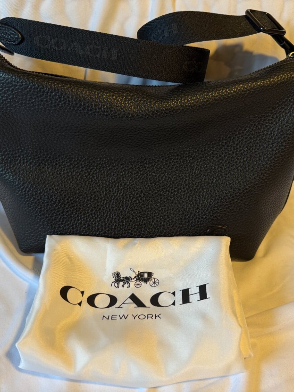 Coach Top Zip Messenger Bag - CBF03 in Black Pebbled Leather w/ Adjustable Strap - Picture 10 of 13